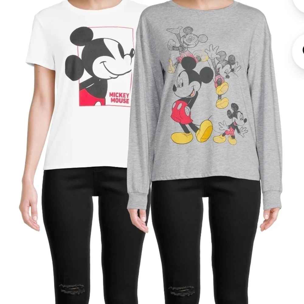 Disney Mickey Mouse NEW 2-Piece (Short and Long Sleeve) Graphic Top Set - Picture 2 of 7